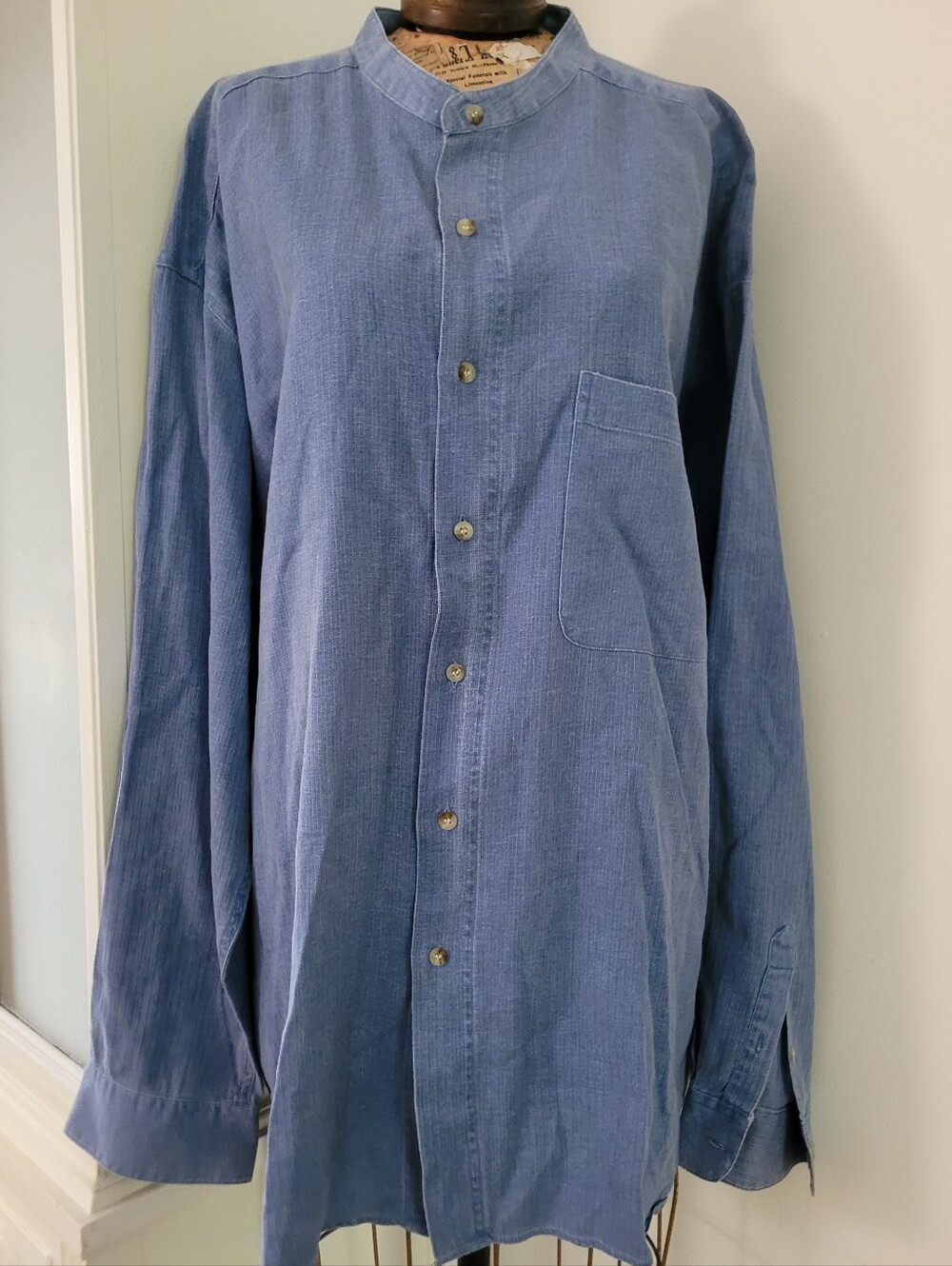 anchor blue Lightweight Blue Mandarin Collar Shirt Jacket XL